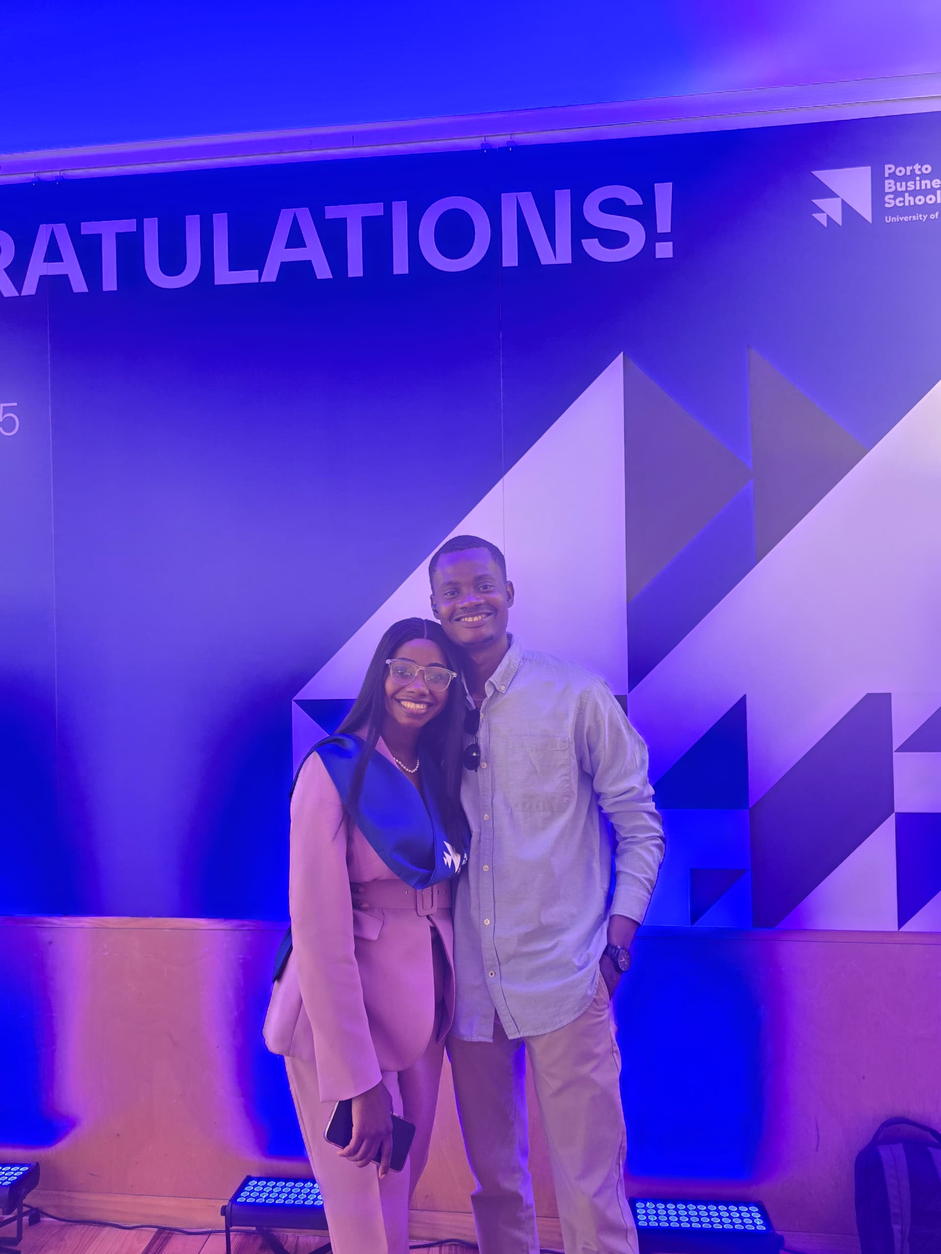 Oluwasefunmi and Olanrewaju celebrating a graduation milestone together