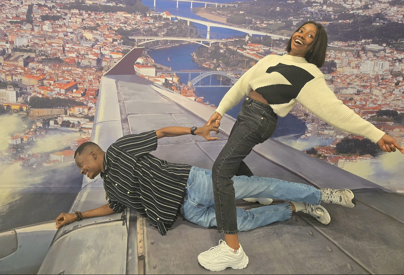 Oluwasefunmi and Olanrewaju playful travel memory