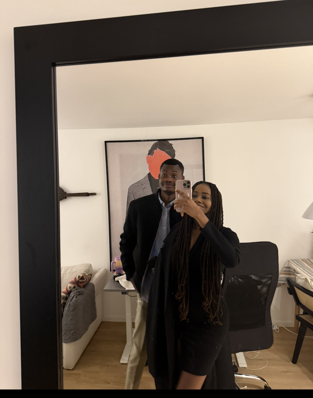 Oluwasefunmi and Olanrewaju dressed up for an evening